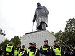 BLM campaigners demand justice for 12-year-old Somali refugee as police surround Churchill statue