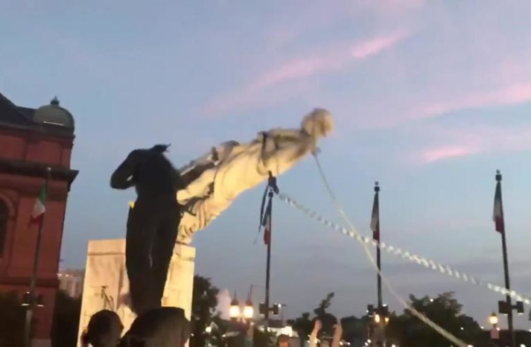 Baltimore protesters toppled a Christopher Columbus statue