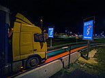 Moment EuroTunnel officials welcome FIRST lorry from Britain arriving into France