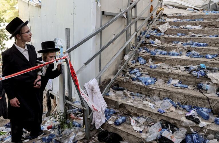 Thousands of worshipers had crowded onto the mountain burial site to celebrate the Lag B’Omer holiday