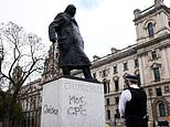 Churchill’s statue in Parliament Square is defaced with pro-Chelsea graffiti