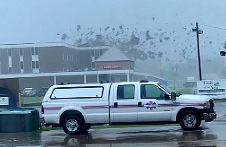 Powerful winds rip roof off building