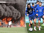 Fire erupts at the Andorra stadium England are due to play at in a World Cup qualifier on Saturday