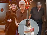 Beaming father of the bride Bill Gates and his stepmother arrive in New York City by helicopter