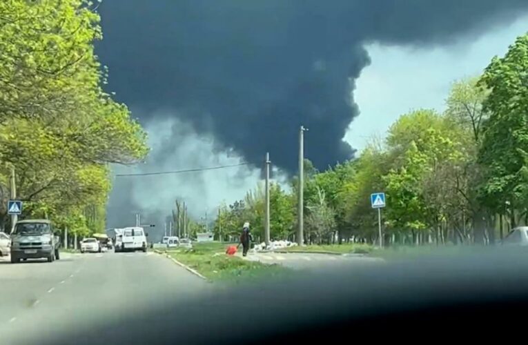 A Ukrainian commander in the Azovstal steel plant says the smoke seen on video is coming from the sprawling facility where people have been sheltering for weeks