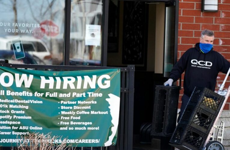 US job openings decline from record level but remain high