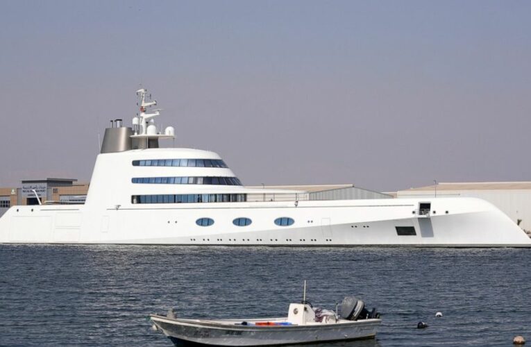 Sanctioned Russian oligarch’s megayacht hides in a UAE creek